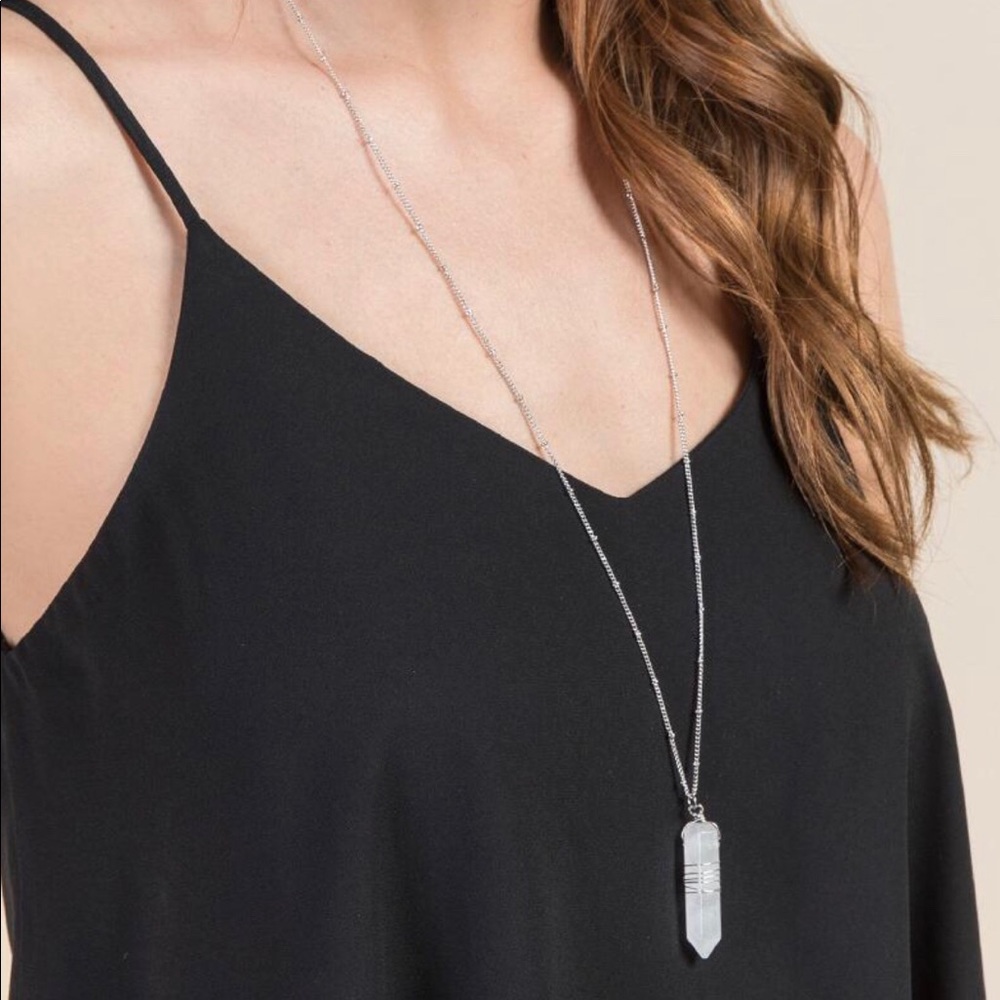Wrapped Clear Quartz Necklace in Silver